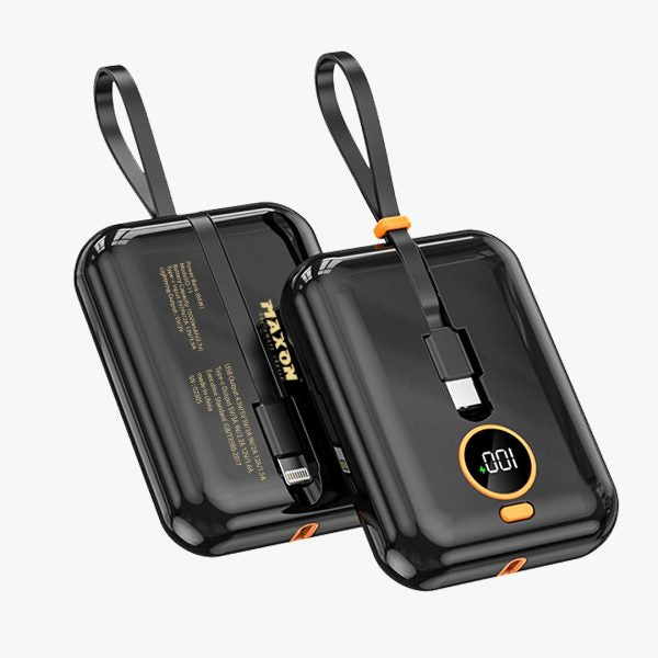Maxon Q-11 65w 10000mah Mini Power Bank Fast Charging 2 Cables Attached Ios And Type C /free Gift Inside (random Color)