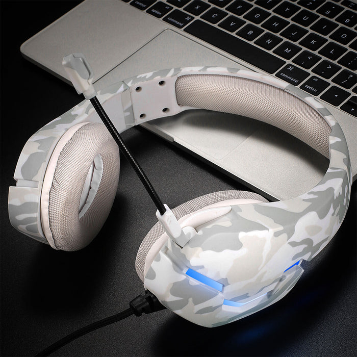 J10 Gaming Headphones Gaming Headset Ultra Flexible Led Stereo Surround Headphone White Color