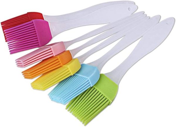 Pack Of 6 – Silicone Pastry Basting Bbq Brush | Oil Butter Cream Spreading Brush (random Color)