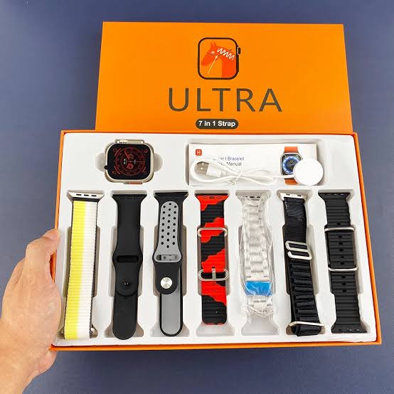 7 In 1 Ultra Smart Watch Series 8 Wireless Charging With Metal Strip (random Color)