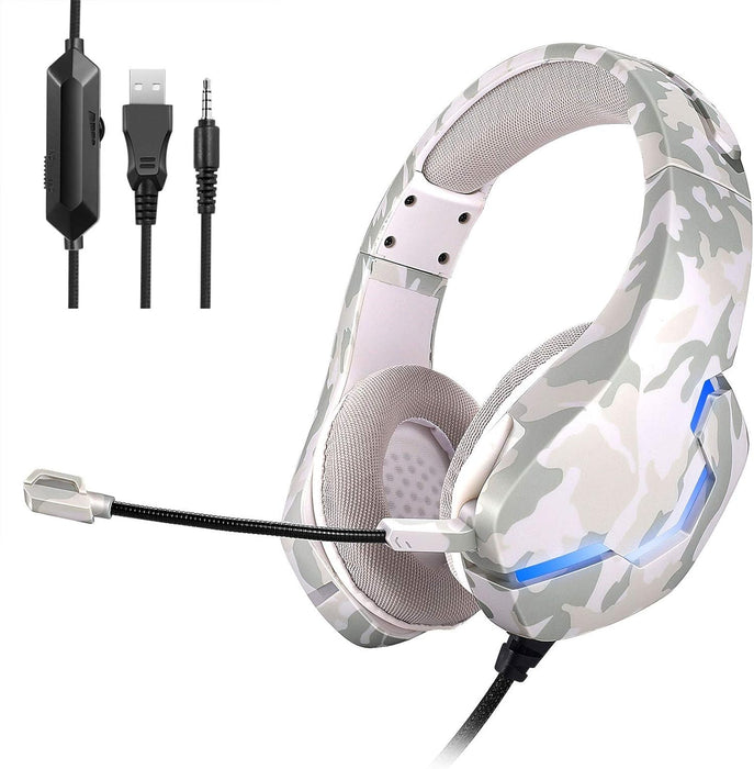 J10 Gaming Headphones Gaming Headset Ultra Flexible Led Stereo Surround Headphone White Color