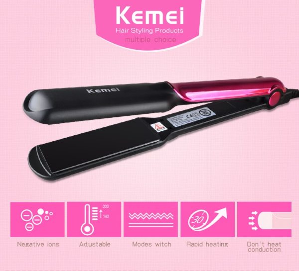 Kemei Km – 2113 Tourmaline Ceramic Coating Styling Tools Fast Heating Flat Iron Professional Electric Hair Straightener | Best Quality Straightener