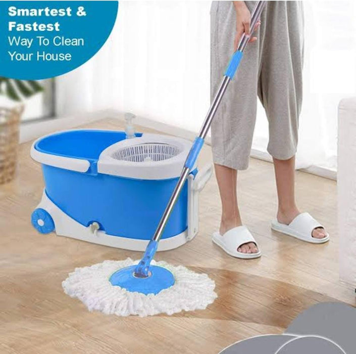 Heavy Duty Primo Wheeler Spin Mop, Magic 360-degree With Microfiber Mop Head