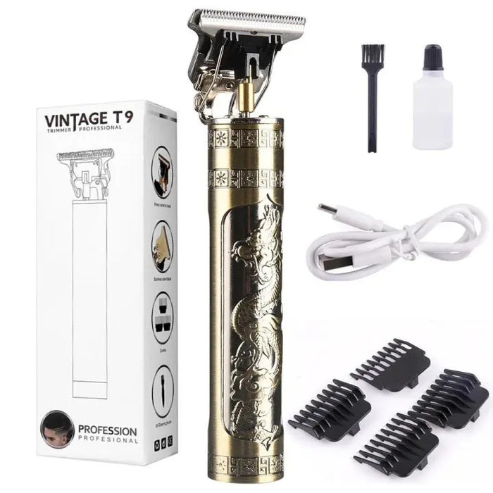 Metal Body – Vintage T9 Trimmer And Hair Clipper Cutting Machine For Men | Dragon Design | Golden Color Trimmer