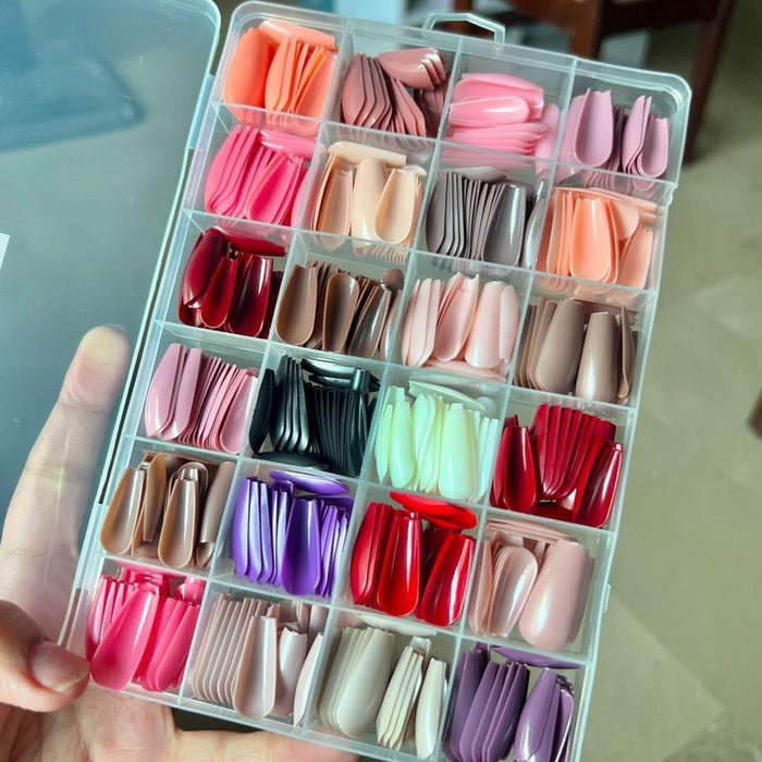 576 Pcs Nails With Box ,reusable Artificial Nails, 24 Different Colours, Beautiful Fake Nails With Glue For Girls Women (random Color)