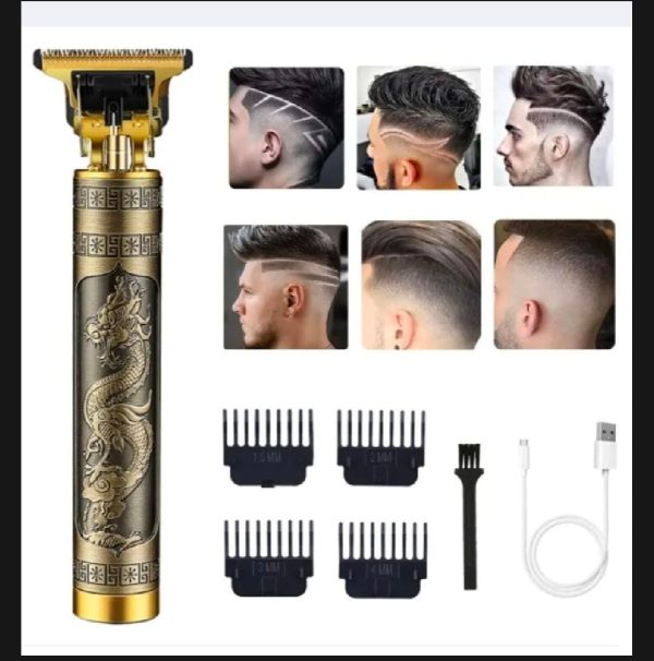 Metal Body – Vintage T9 Trimmer And Hair Clipper Cutting Machine For Men | Dragon Design | Golden Color Trimmer