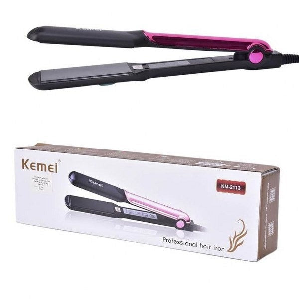 Kemei Km – 2113 Tourmaline Ceramic Coating Styling Tools Fast Heating Flat Iron Professional Electric Hair Straightener | Best Quality Straightener