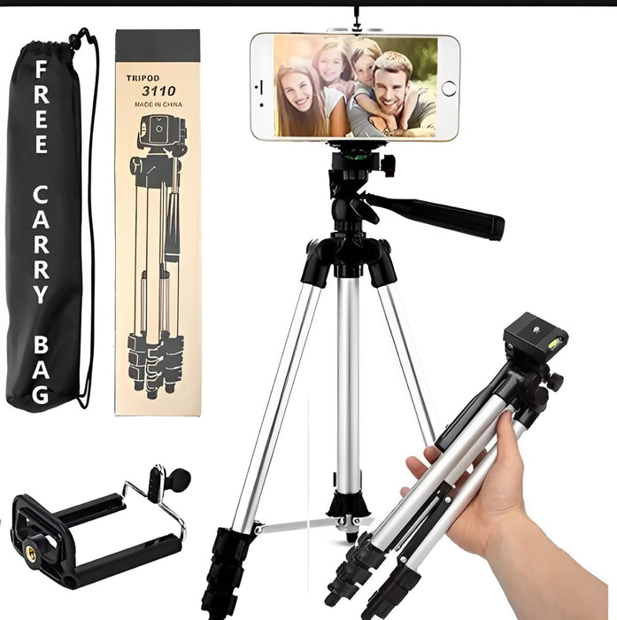 Pack Of 03 3.5 Feet Adjustable Tripod Stand For Mobile Phones And Cameras