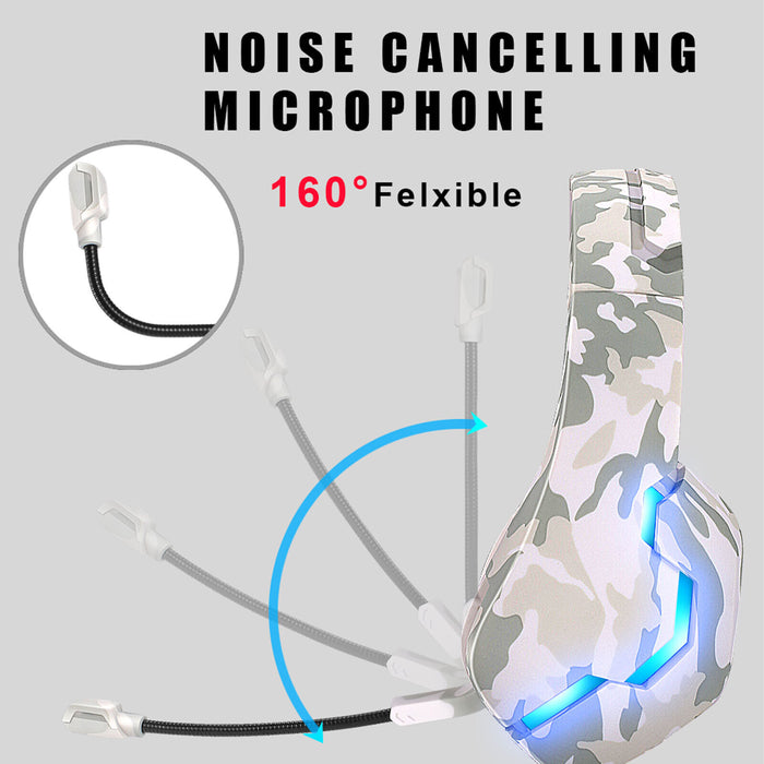 J10 Gaming Headphones Gaming Headset Ultra Flexible Led Stereo Surround Headphone White Color