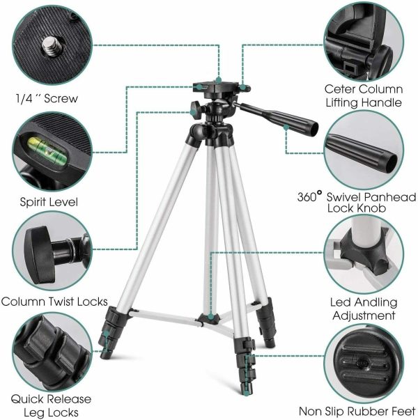 Pack Of 4 – 3110 Tripod Stand For Camera And Mobile With Clip-on Lapel Lavalier Microphone (3.5mm) For Dslr, Youtube, And Other Equipment | Tripod + Mobile Holder + Tripod Bag + Microphone