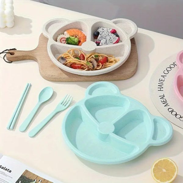 5 Piece Multi Colour Panda Plates With 3 Spoons And 2 Forks Household Food Grade Plastic Plates Set(random Color))