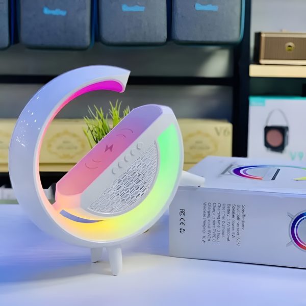 G Shaped Rgb Light Table Lamp With Wireless Charger Bt2301