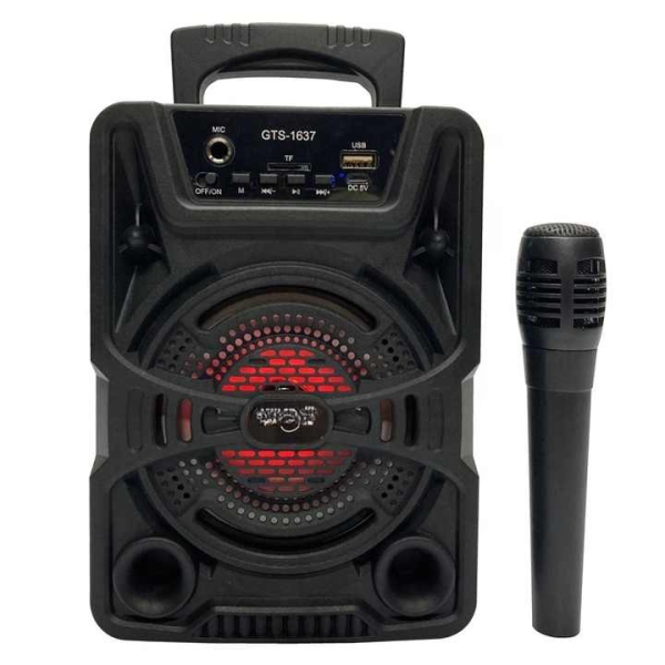 Gts 1637 Portable Bluetooth Wireless Outdoor Speaker Karaoke With Wired Microphone