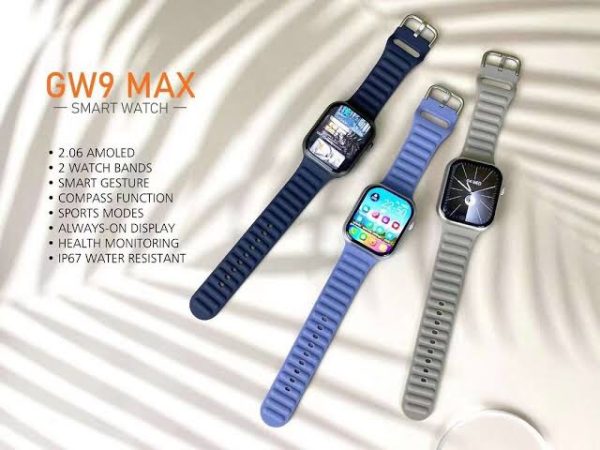 Gw9 Max Kalobee America Smartwatch Amoled 2.06 Inch 47mm Screen Display With 2 Straps Bluetooth Calling Wireless Charging Smartwatch