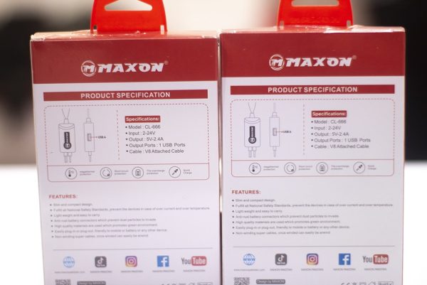 Maxon Cl-222 2.4a Clip Mobile Charger, Compact & Portable, Solar/battery Mobile Charger