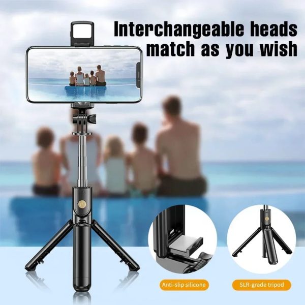 R1s Selfie Stick With Tripod | Bluetooth Foldable Selfie Rod With Remote Control For Phone Action Camera Iphone Without light