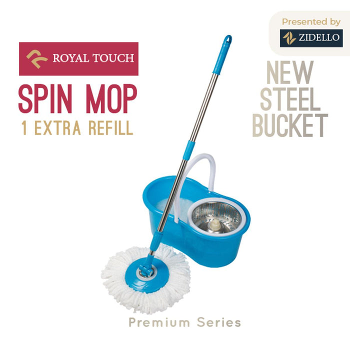 Spin Mop – Easy Spin Magical Mop Set [steel Bucket] – 360 Degree Microfiber Mop Head Home Clean Tools Microfiber(steel Bucket)