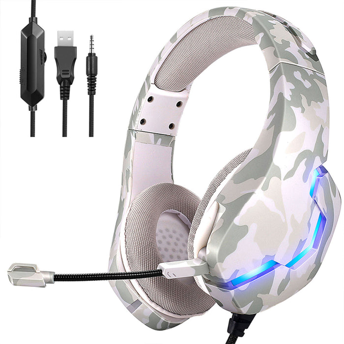 J10 Gaming Headphones Gaming Headset Ultra Flexible Led Stereo Surround Headphone White Color